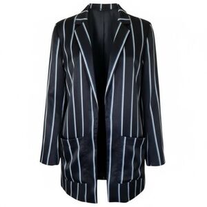 NWT Worthington Navy Blue Women's Blue/White Stripe Boyfriend Blazer Size Medium